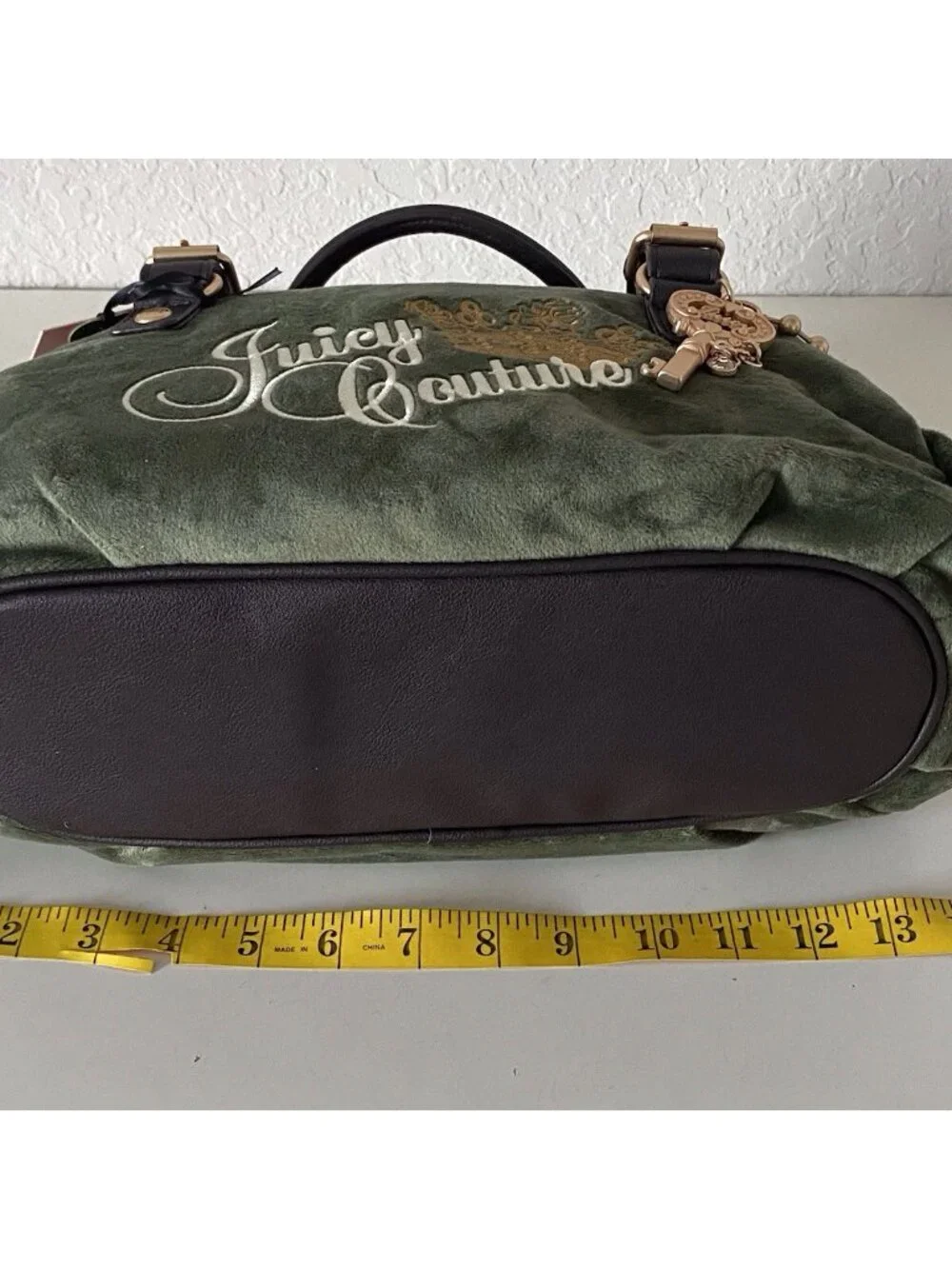 Juicy Couture The Key To Juicy Satchel Crossbody Super Greens Velvet Charm NEW